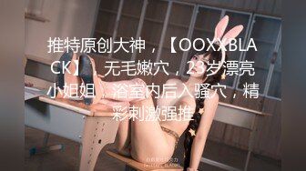 推特原创大神，【OOXXBLACK】，无毛嫩穴，23岁漂亮小姐姐，浴室内后入骚穴，精彩刺激强推